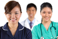 Asian healthcare workers.